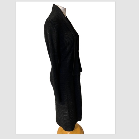 Julie Brown Long Cardigan Sweater Duster S Small Black Shimmer Washable NEW - Picture 3 of 15